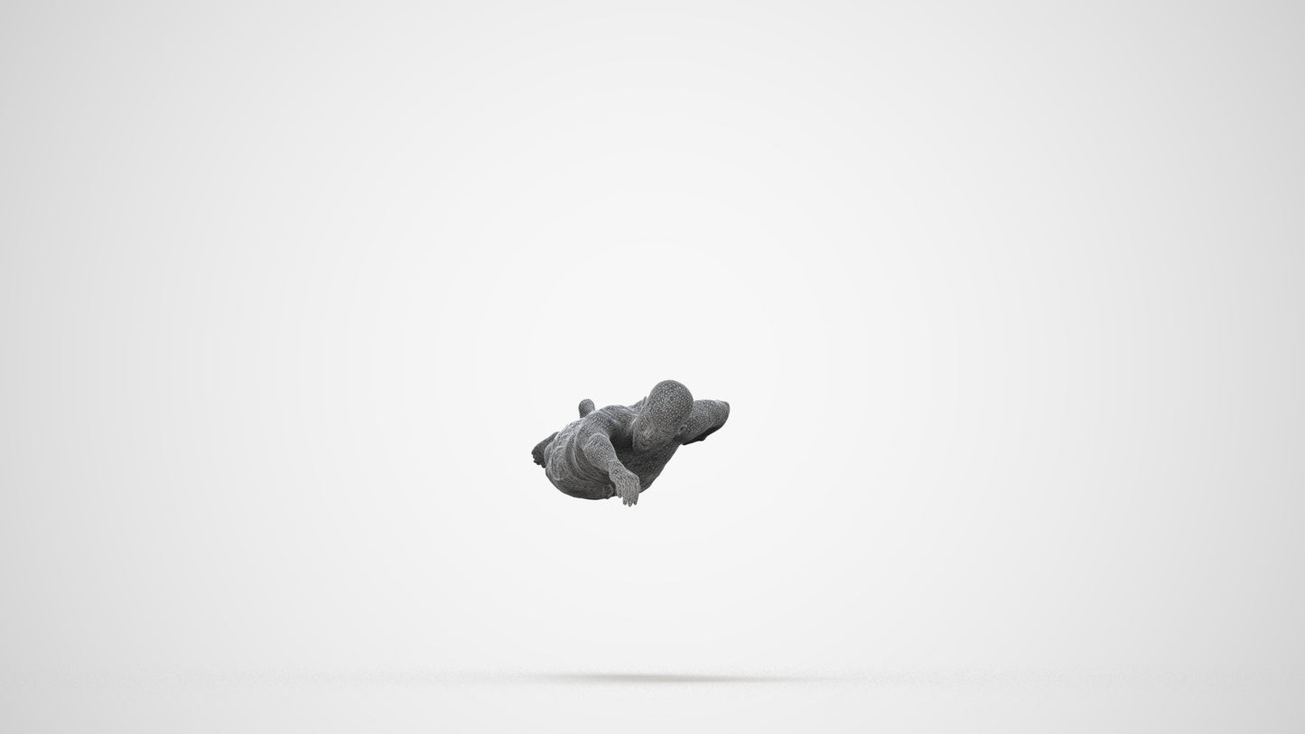 3D scanned man pool sport, photorealistic archviz people for Enscape and SketchUp, wireframe three-quarter back view