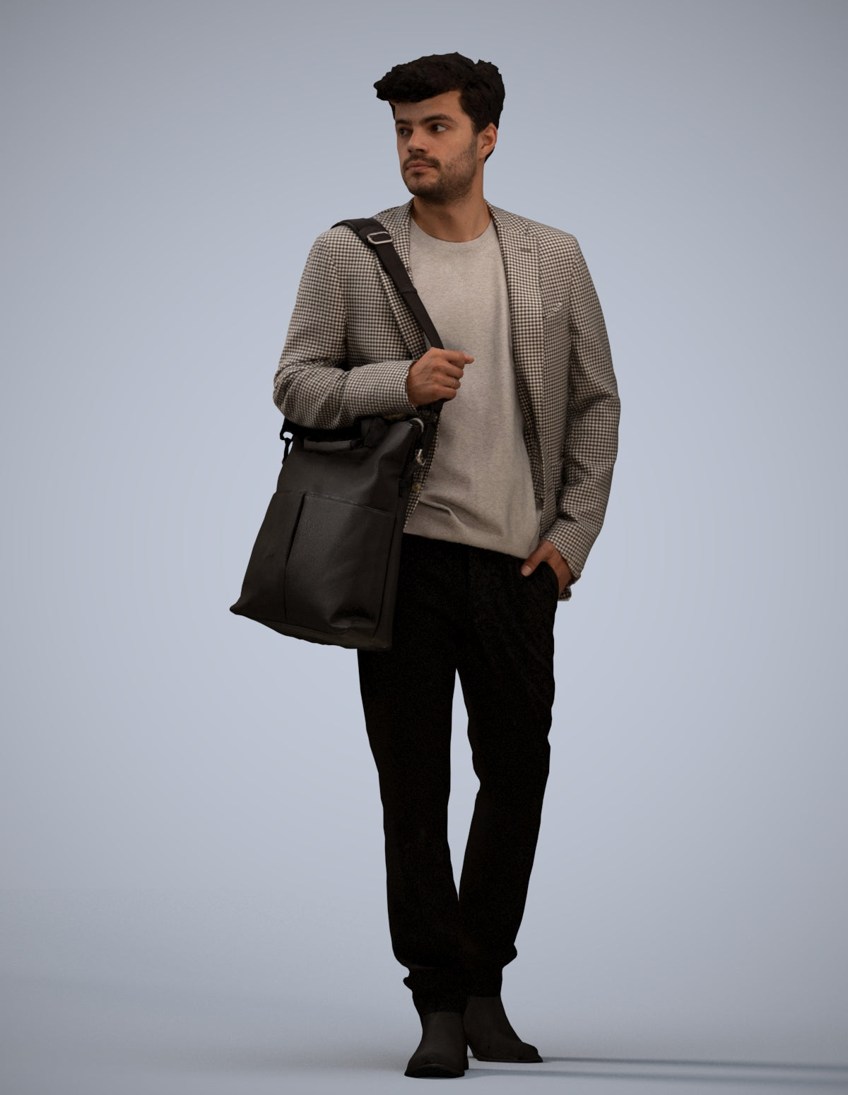 photogrammetry 3D man business standing, realistic human model archviz FBX