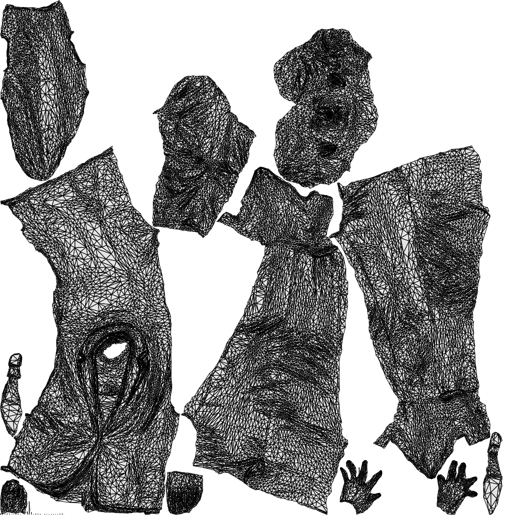 3D human model woman business, photogrammetry scanned person for archviz, wireframe top-down view