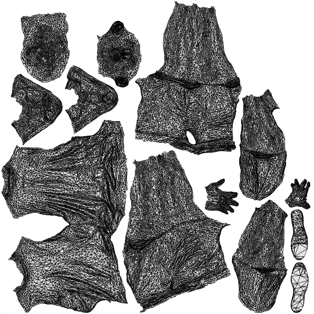 3D scanned man walking casual, photorealistic archviz people for Enscape and SketchUp, wireframe top-down view