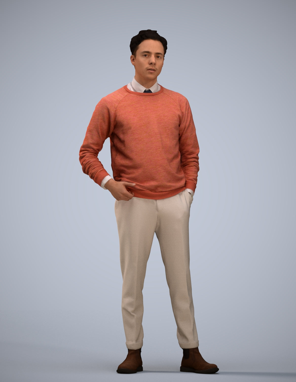 3D scanned man business casual, photorealistic archviz people for Enscape and SketchUp