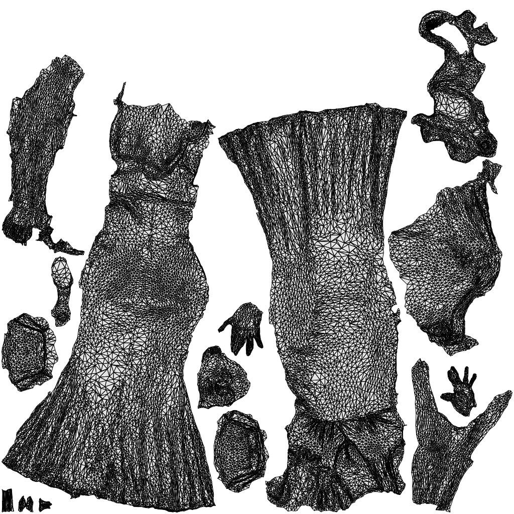 3D people model woman formal walking, scanned human for 3ds Max rendering, wireframe top-down view