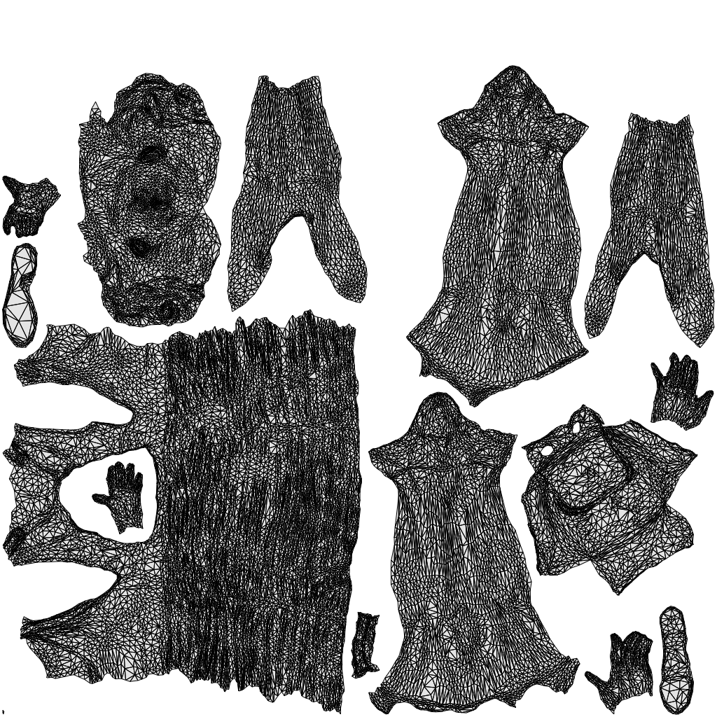 3D people model girl casual kids, scanned human for 3ds Max rendering, wireframe top-down view