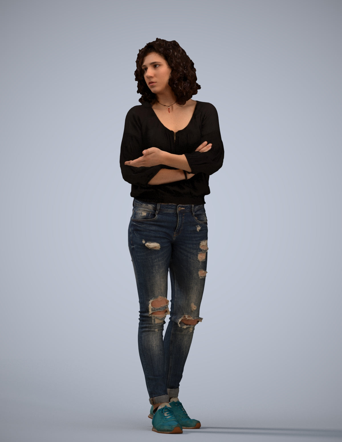 3D people model woman casual walking, scanned human for 3ds Max rendering