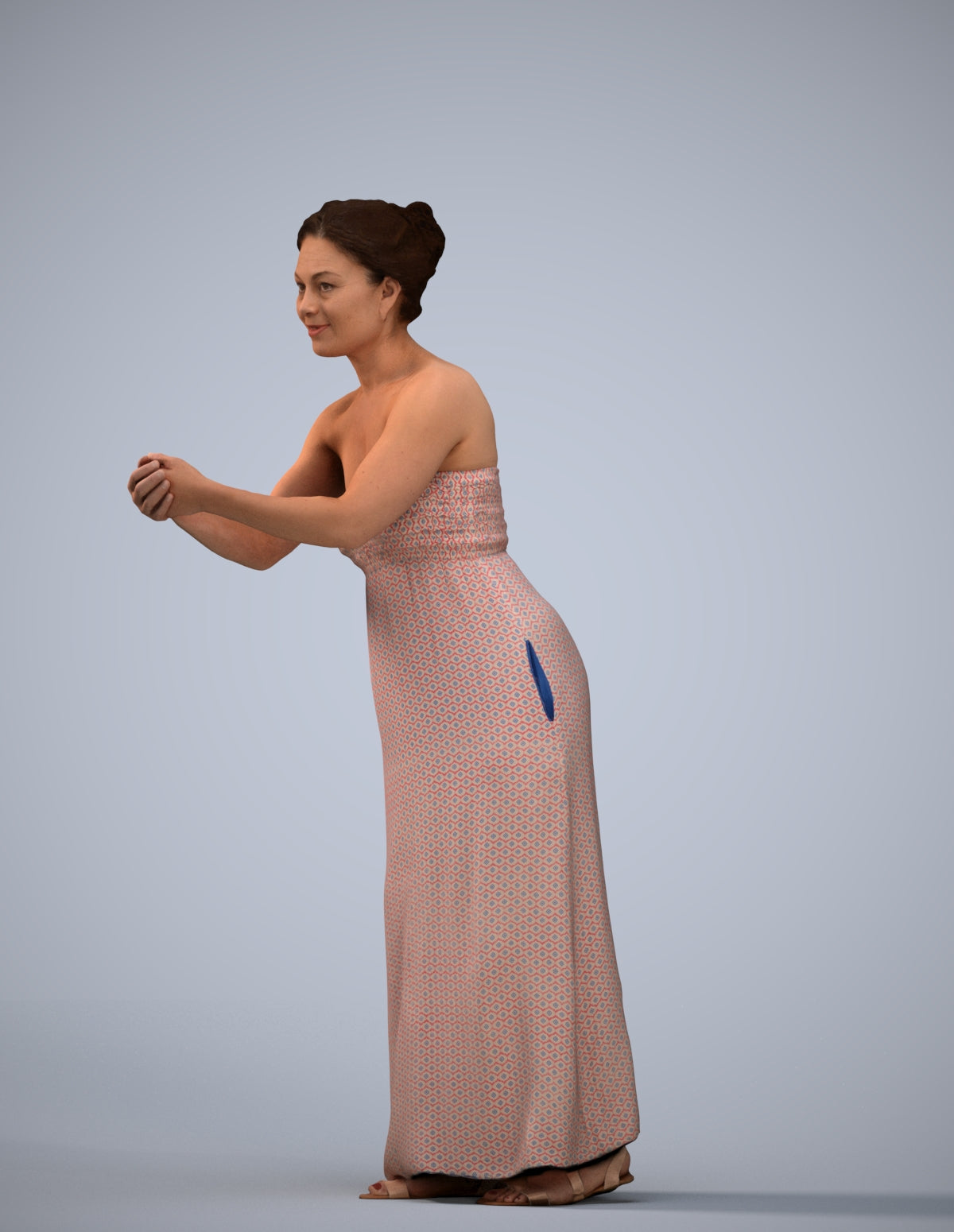 realistic 3D human woman casual standing, archviz people FBX OBJ for Blender