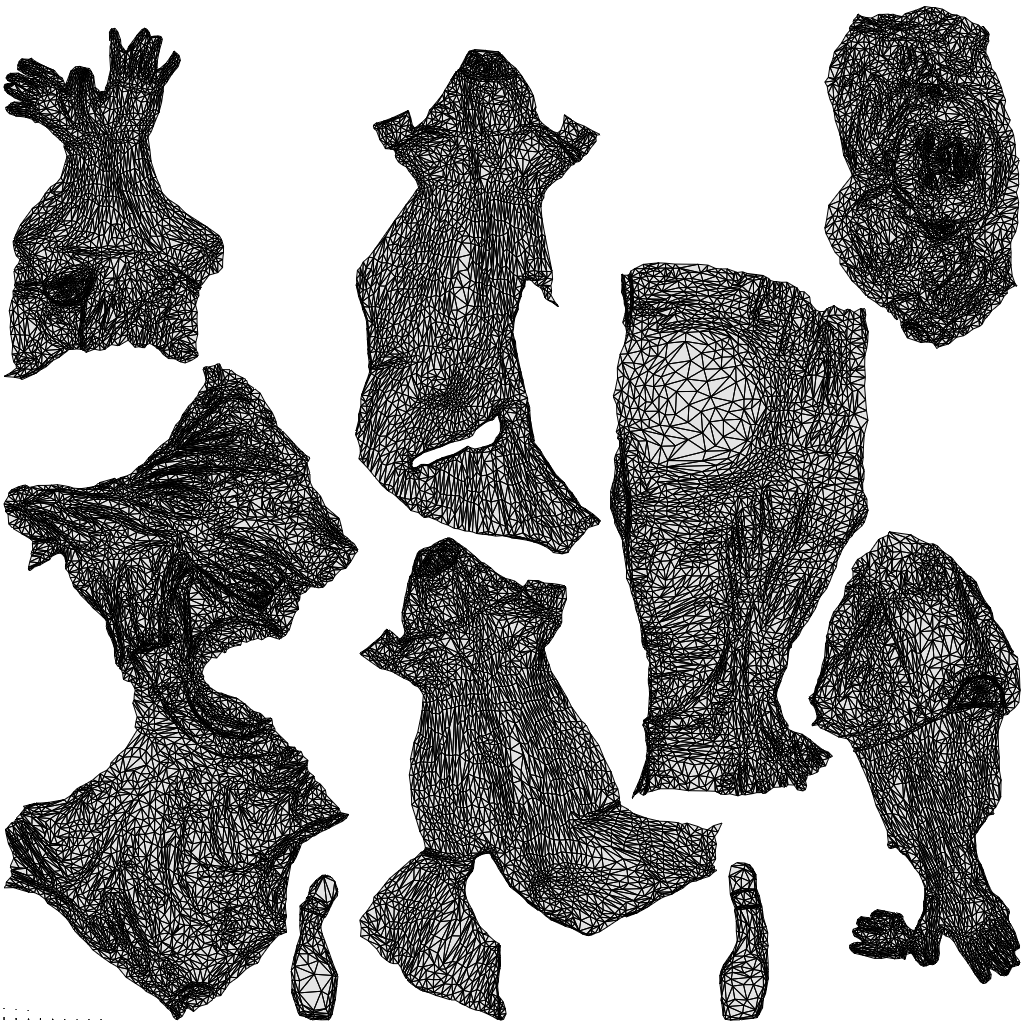 3D human model woman casual sitting, photogrammetry scanned person for archviz, wireframe top-down view