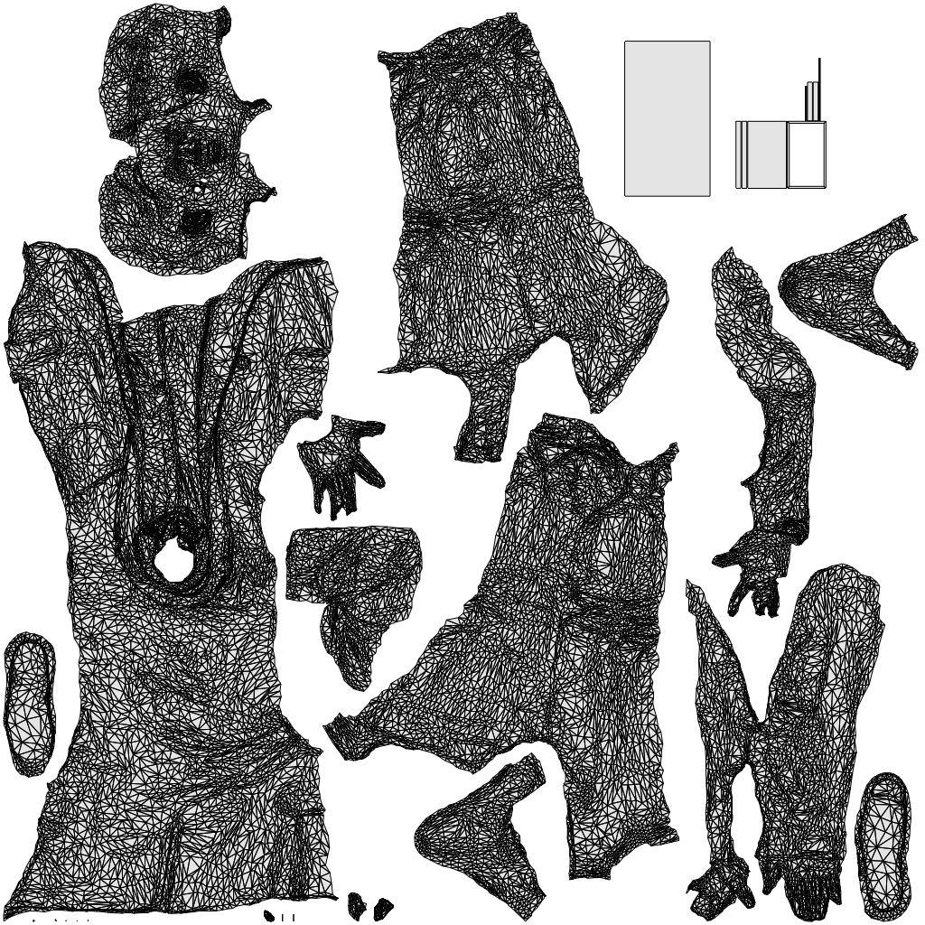 scanned 3D man business, photogrammetry people for Enscape and V-Ray, wireframe top-down view
