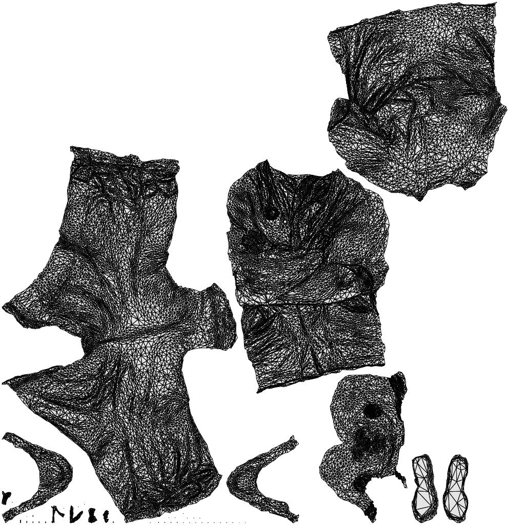 scanned 3D man medical, photogrammetry people for Enscape and V-Ray, wireframe top-down view
