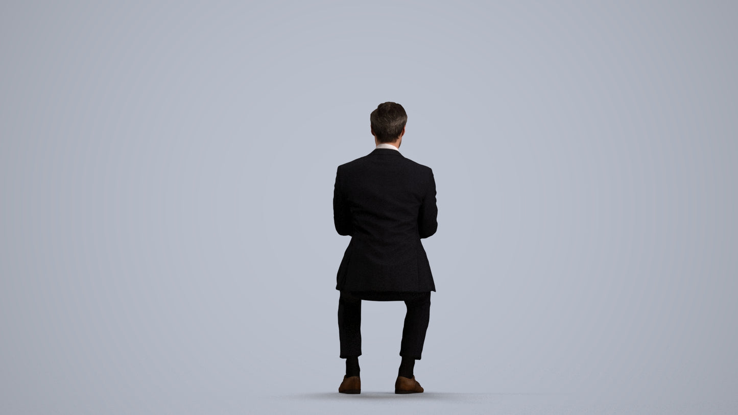 photogrammetry 3D man formal business, realistic human model archviz FBX, three-quarter view render