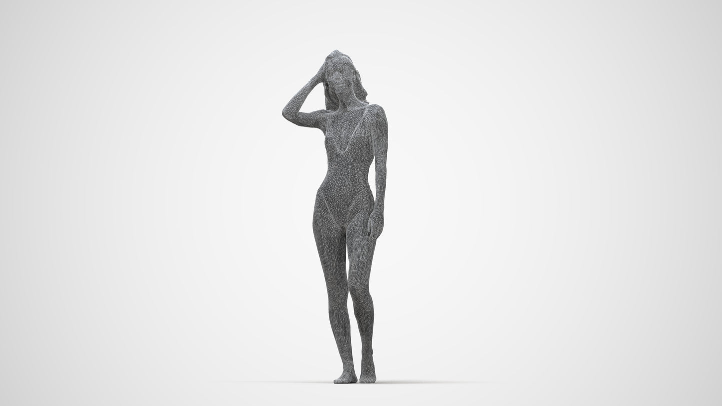 3D scanned woman pool, photorealistic archviz people for Enscape and SketchUp, square thumbnail