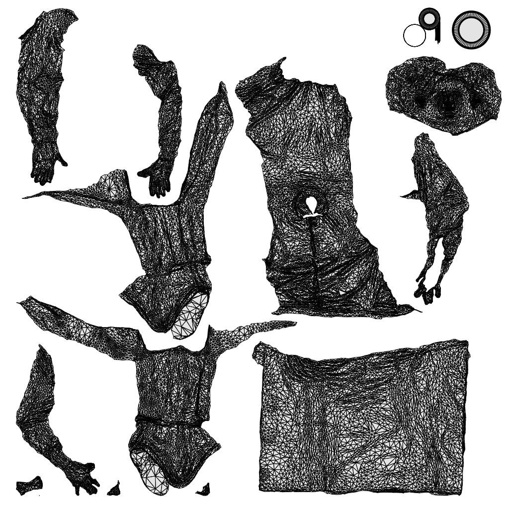 3D people model man hospitality, scanned human for 3ds Max rendering, wireframe top-down view