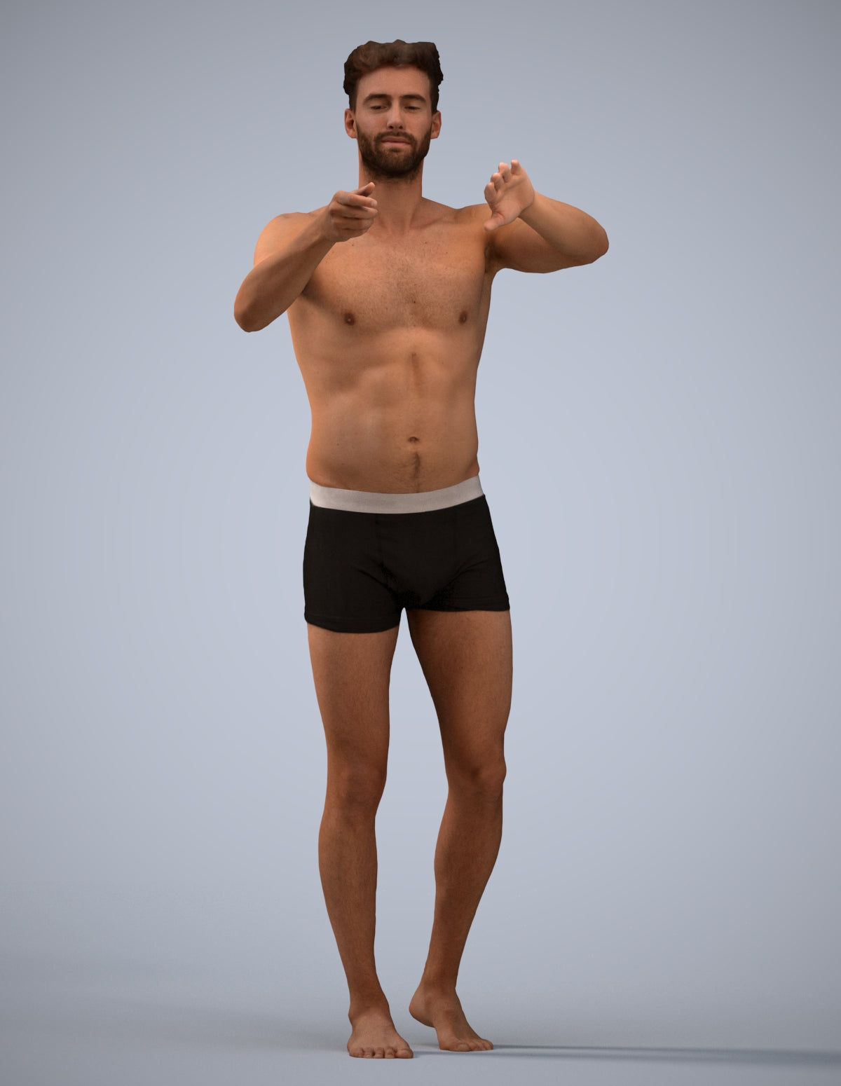 realistic 3D man bathroom, scanned archviz people for Blender and 3ds Max