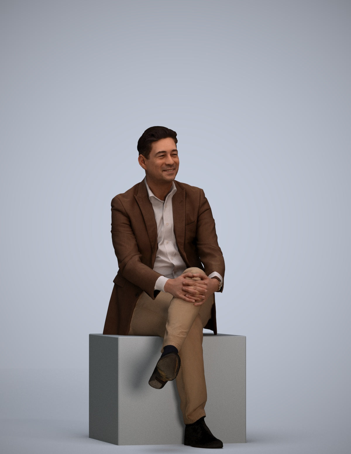 3D people model man business sitting, scanned human for 3ds Max rendering