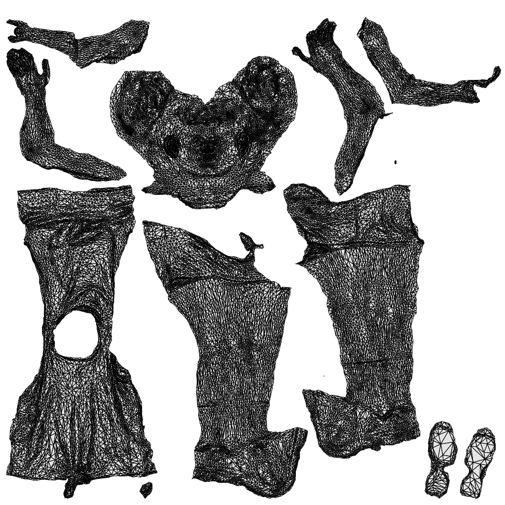 scanned 3D girl sport kids, photogrammetry people for Enscape and V-Ray, wireframe top-down view