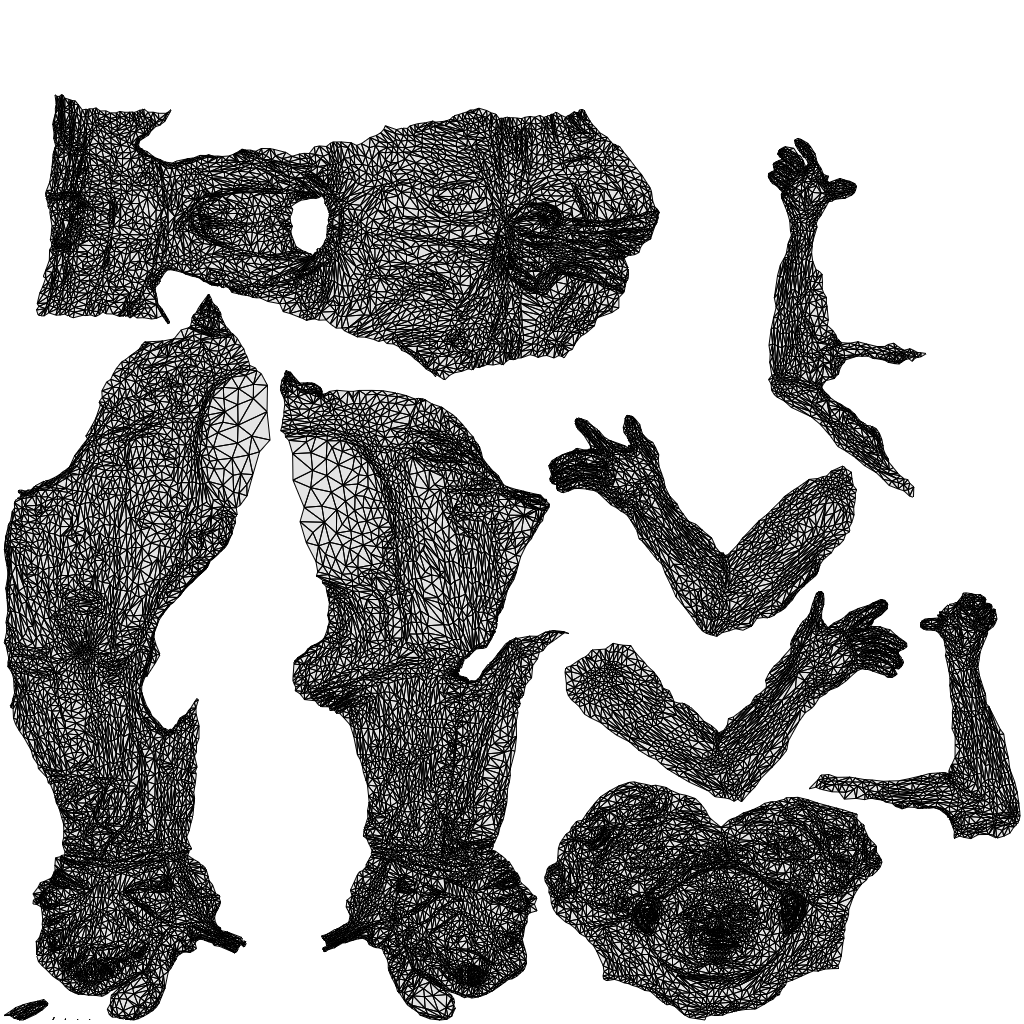 3D scanned woman sitting casual, photorealistic archviz people for Enscape and SketchUp, wireframe top-down view