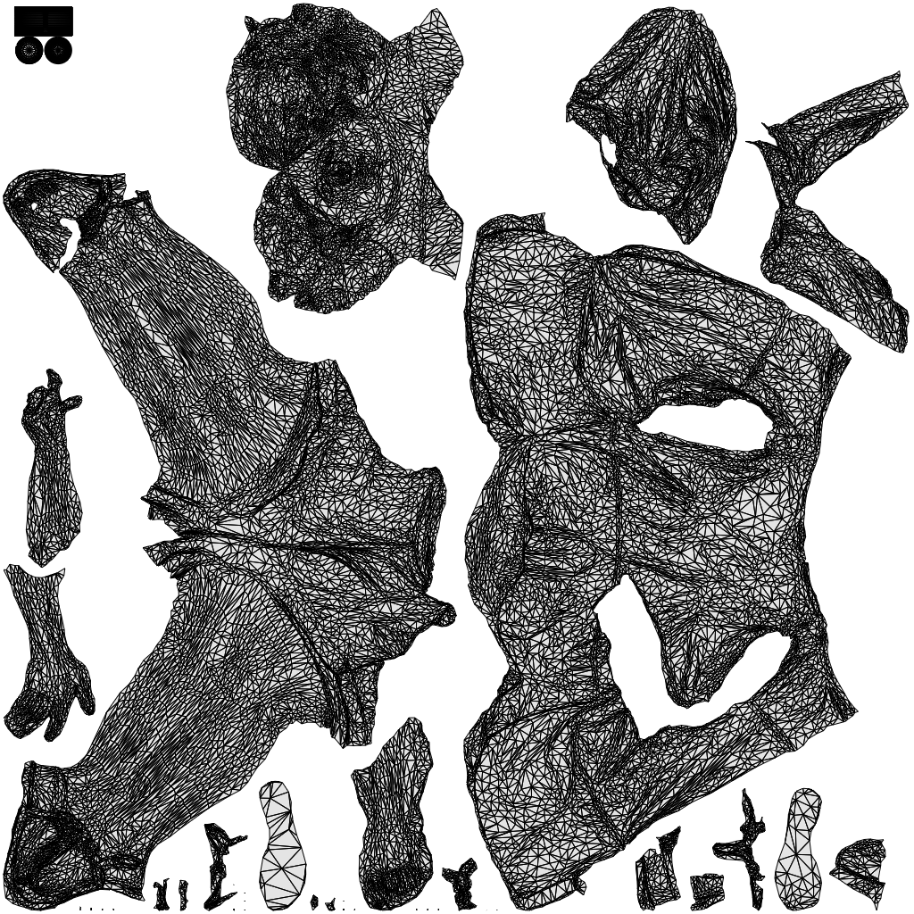 realistic 3D woman casual standing, scanned archviz people for Blender and 3ds Max, wireframe top-down view