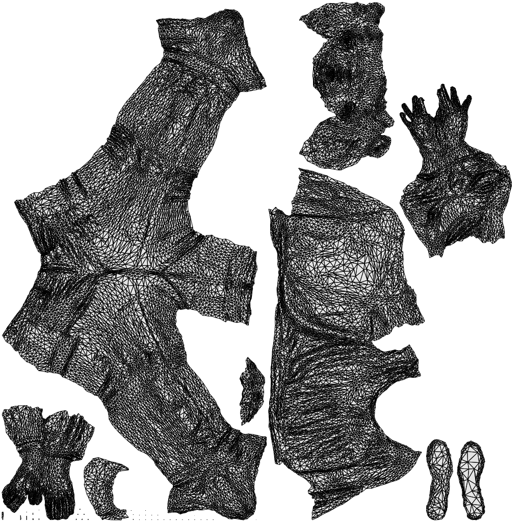 3D scanned woman standing casual, photorealistic archviz people for Enscape and SketchUp, wireframe top-down view