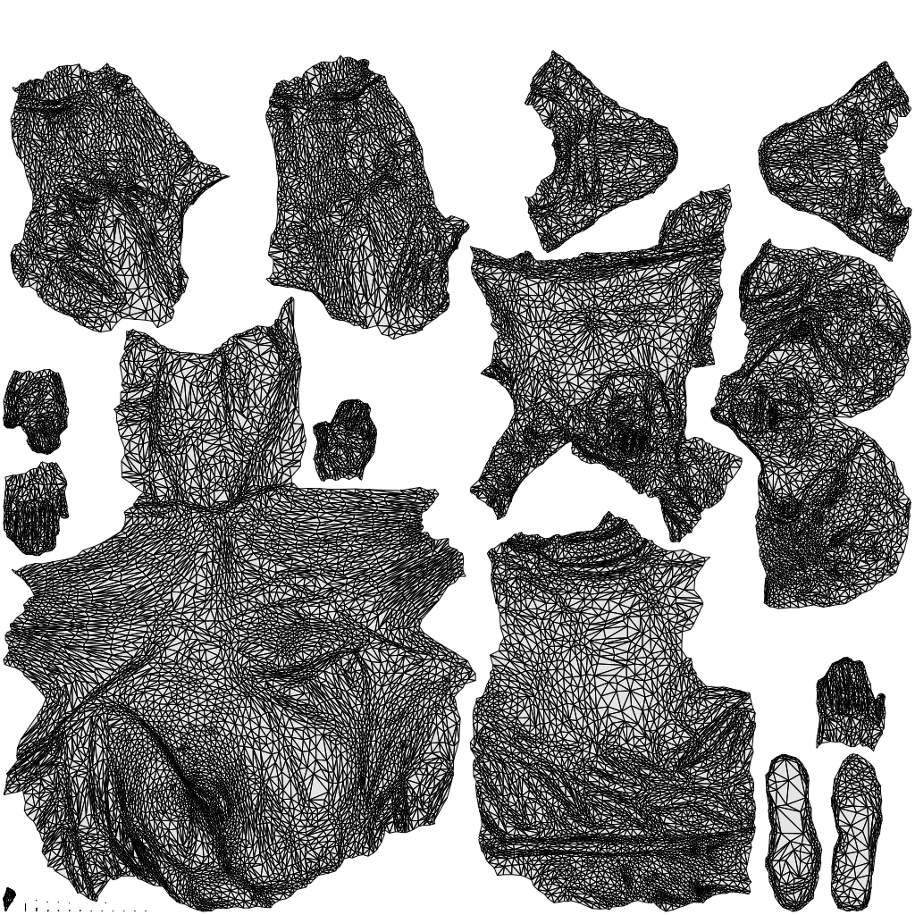 realistic 3D woman kids, scanned archviz people for Blender and 3ds Max, wireframe top-down view