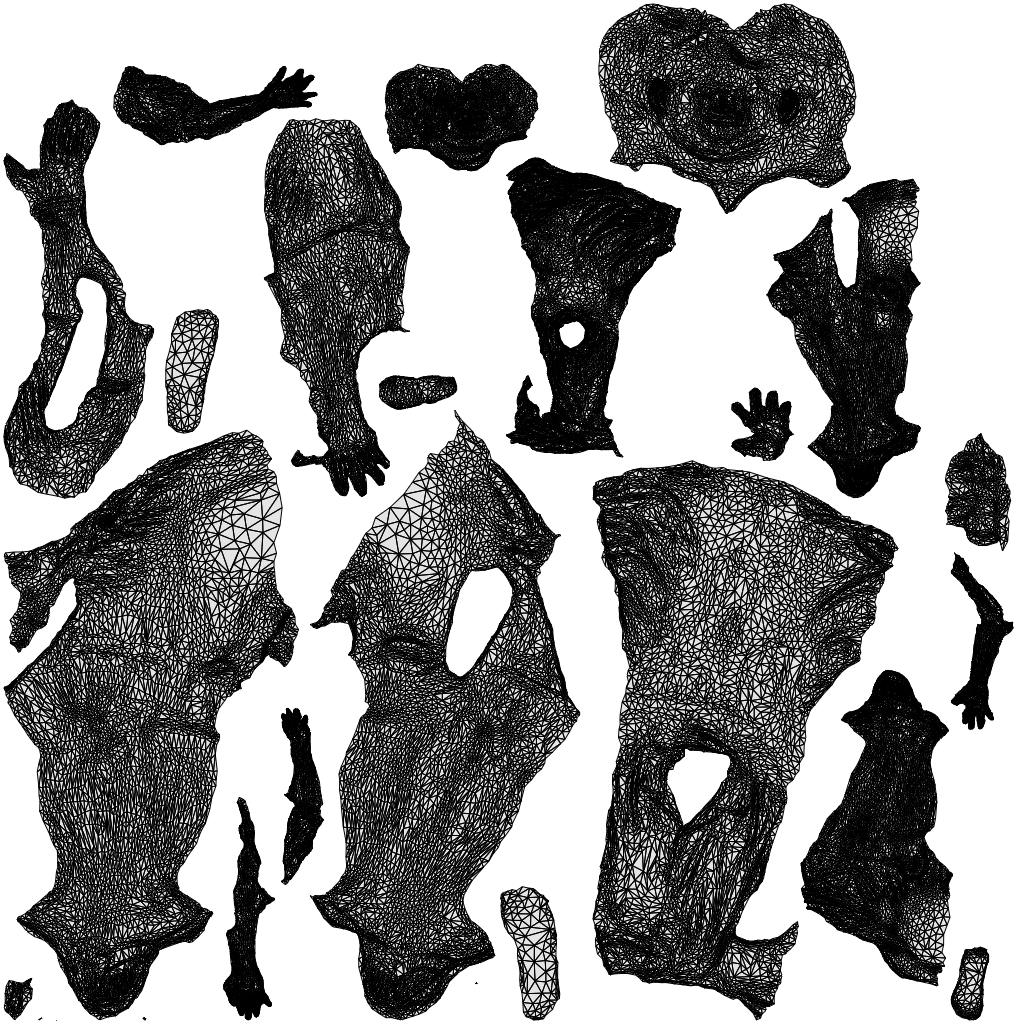 realistic 3D boy kids, scanned archviz people for Blender and 3ds Max, wireframe top-down view