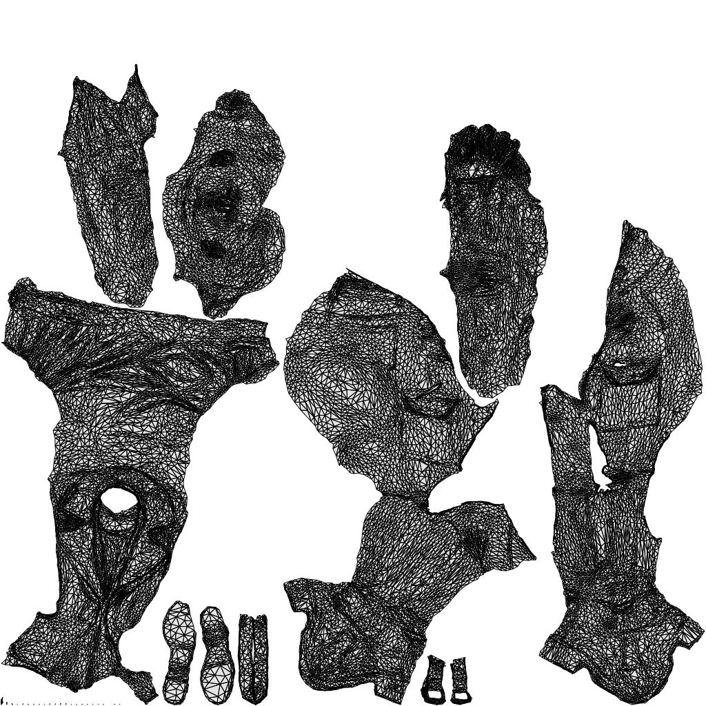 3D people model woman casual sitting, scanned human for 3ds Max rendering, wireframe top-down view