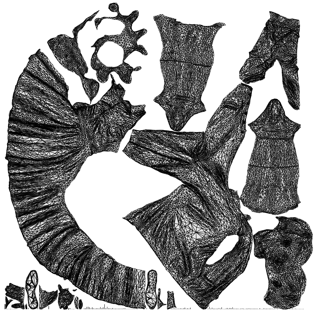 scanned 3D girl kids, photogrammetry people for Enscape and V-Ray, wireframe top-down view