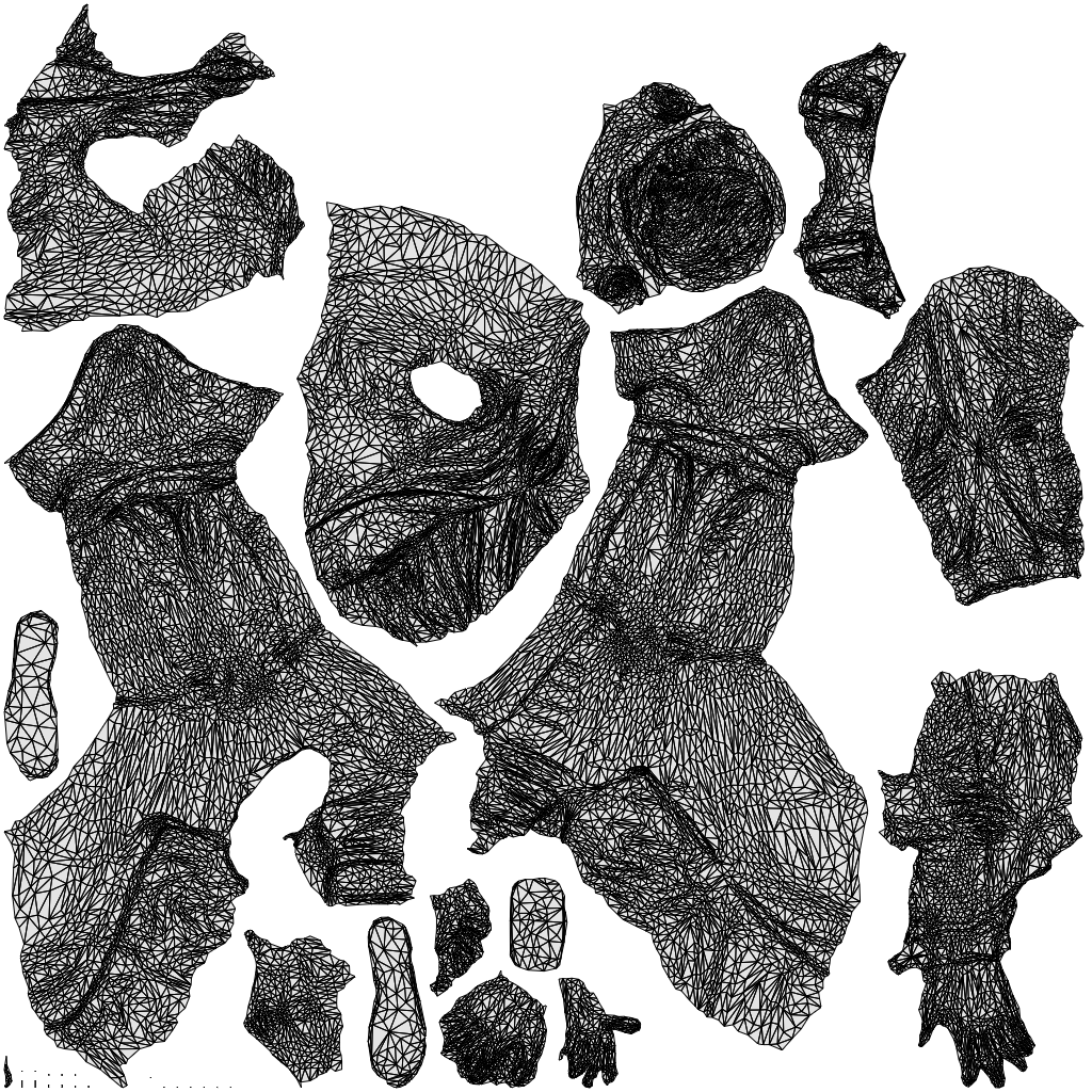 3D people model boy casual kids, scanned human for 3ds Max rendering, wireframe top-down view