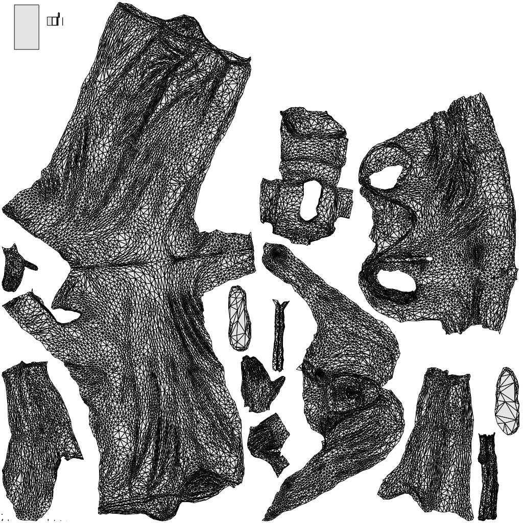 3D people model woman casual standing, scanned human for 3ds Max rendering, wireframe top-down view