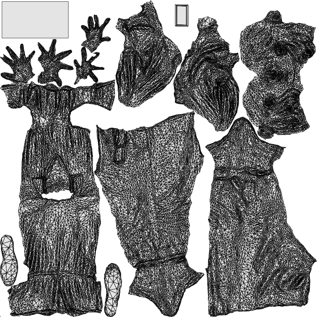realistic 3D woman casual standing, scanned archviz people for Blender and 3ds Max, wireframe top-down view