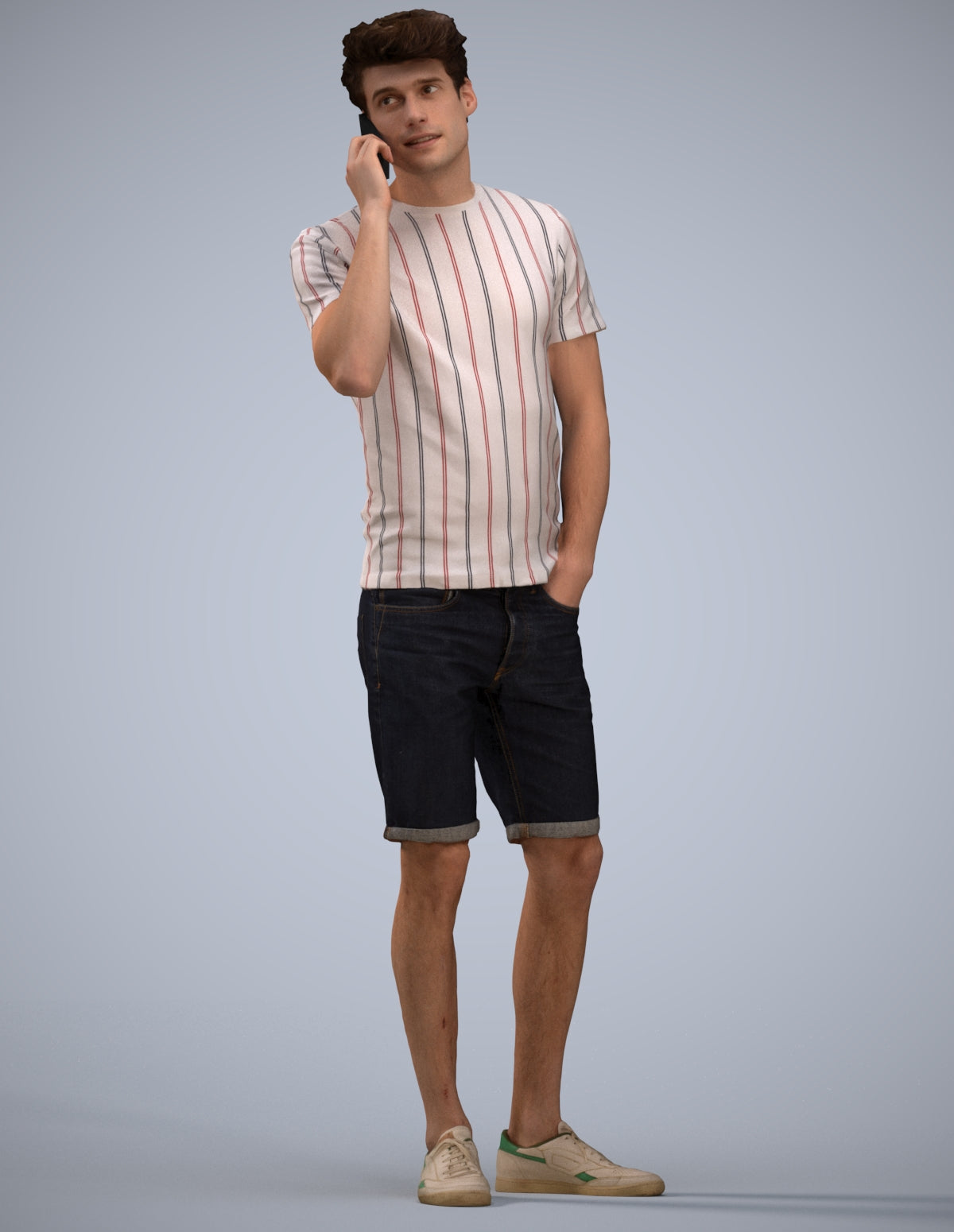 scanned 3D man casual standing, photogrammetry people for Enscape and V-Ray