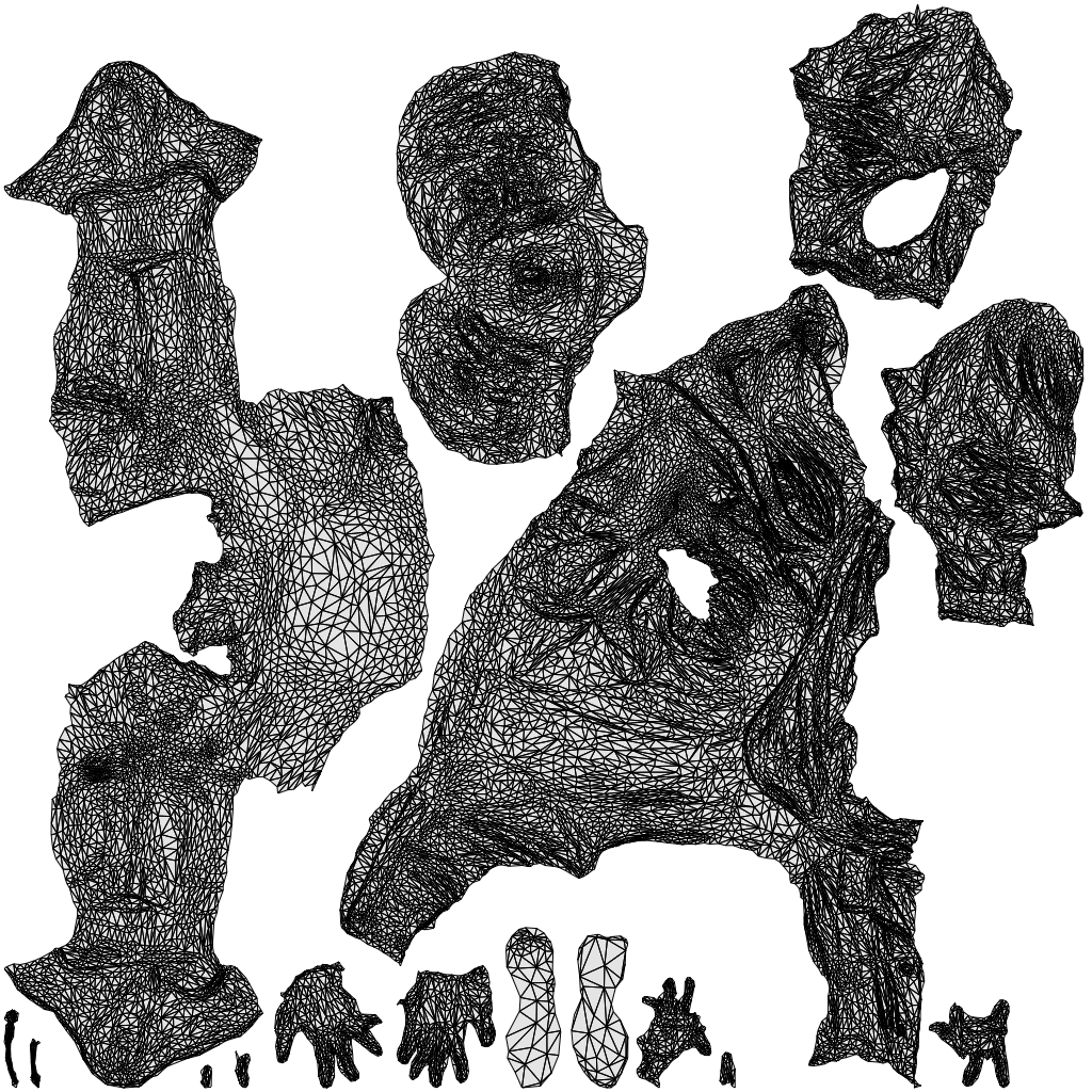 realistic 3D man casual sitting, scanned archviz people for Blender and 3ds Max, wireframe top-down view
