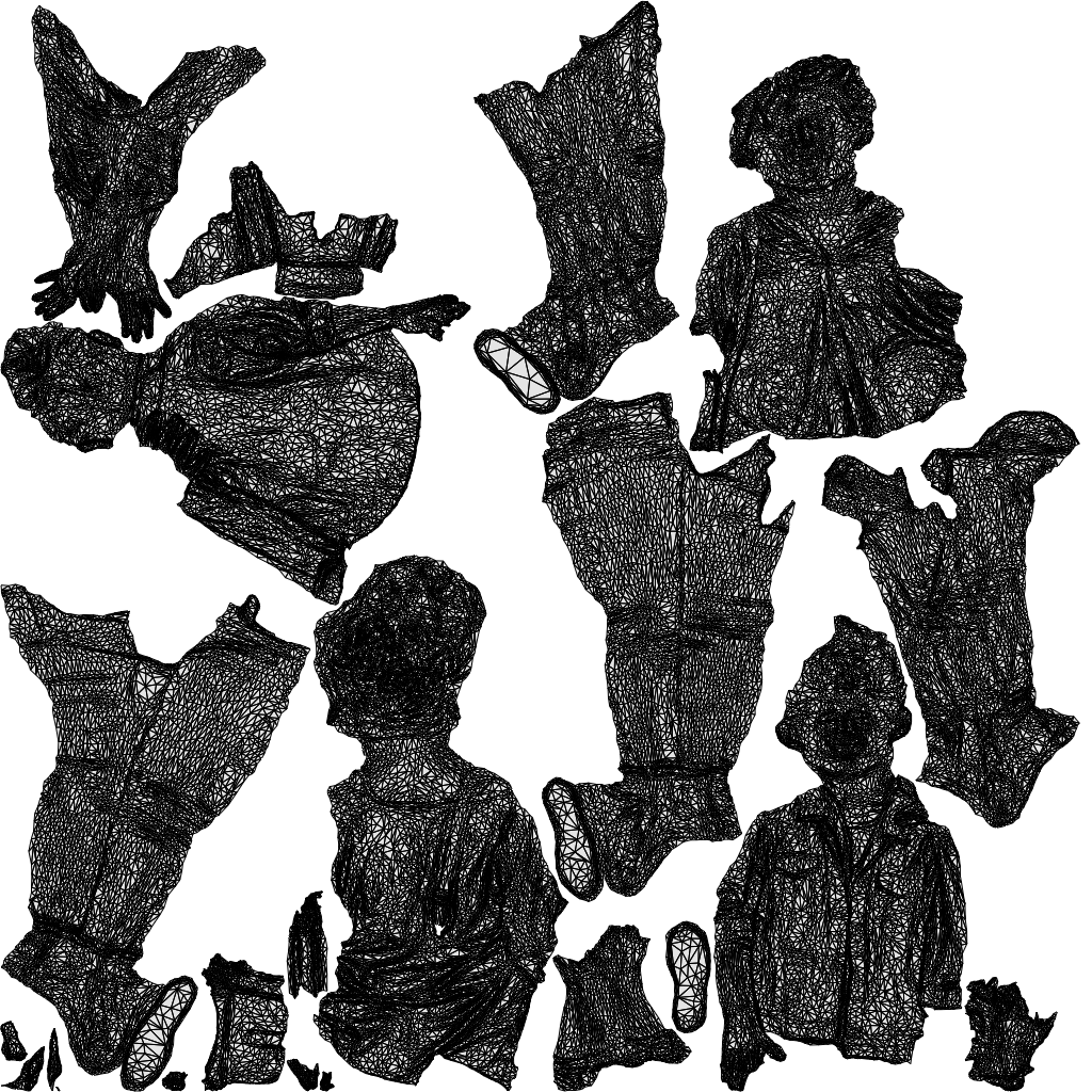 realistic 3D girl casual kids, scanned archviz people for Blender and 3ds Max, wireframe top-down view