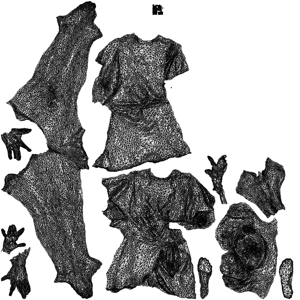3D people model woman bathroom, scanned human for 3ds Max rendering, wireframe top-down view
