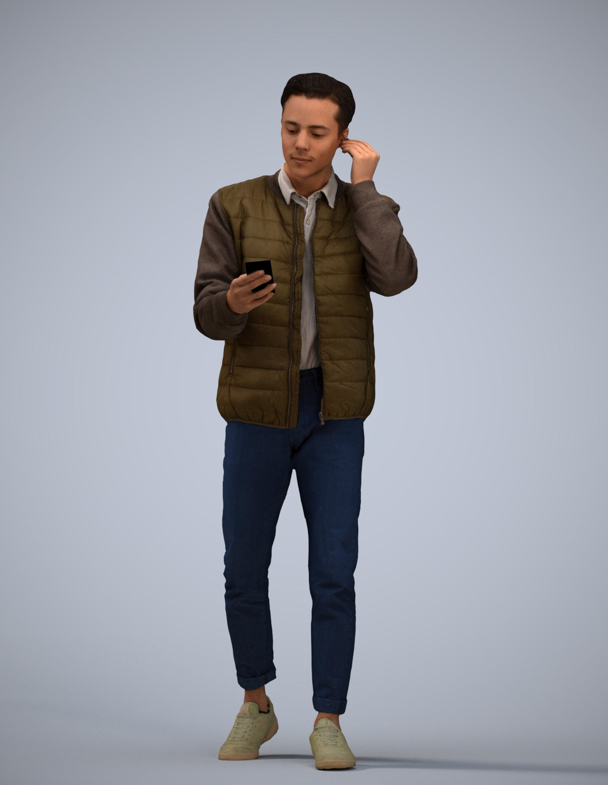 3D scanned man walking casual, photorealistic archviz people for Enscape and SketchUp