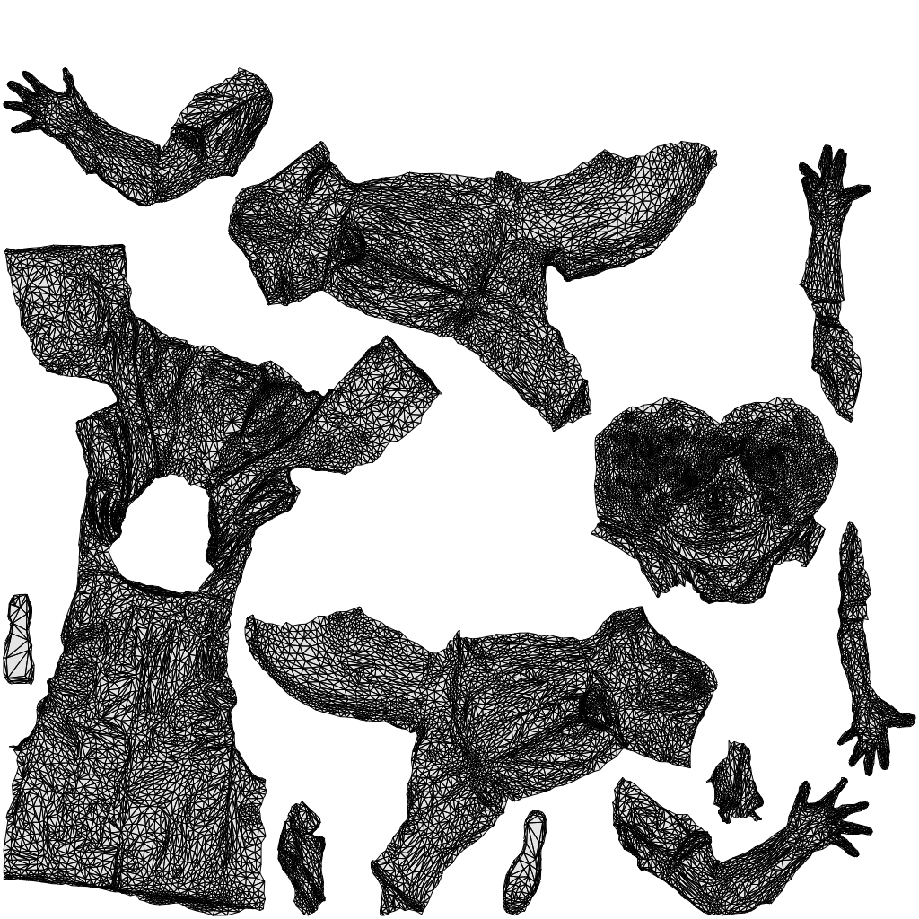 scanned 3D woman medical, photogrammetry people for Enscape and V-Ray, wireframe top-down view