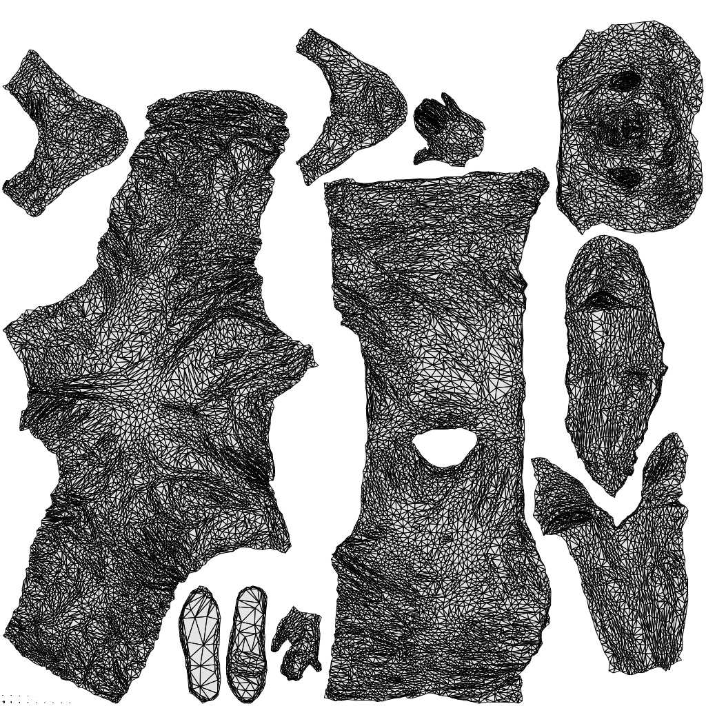 realistic 3D senior man casual walking, scanned archviz people for Blender and 3ds Max, wireframe top-down view