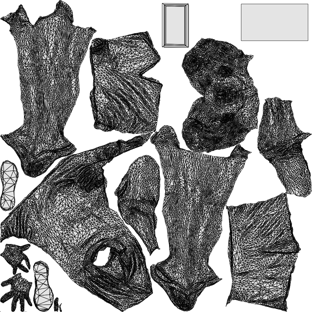 scanned 3D woman casual standing, photogrammetry people for Enscape and V-Ray, wireframe top-down view