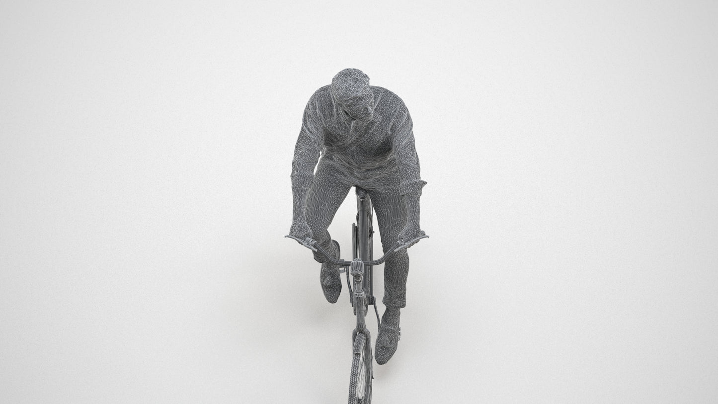 3D people model man casual cycling, scanned human for 3ds Max rendering, square thumbnail