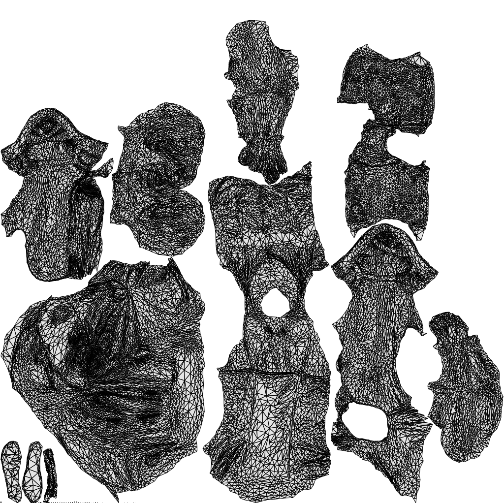 3D human model senior woman sitting, photogrammetry scanned person for archviz, wireframe top-down view