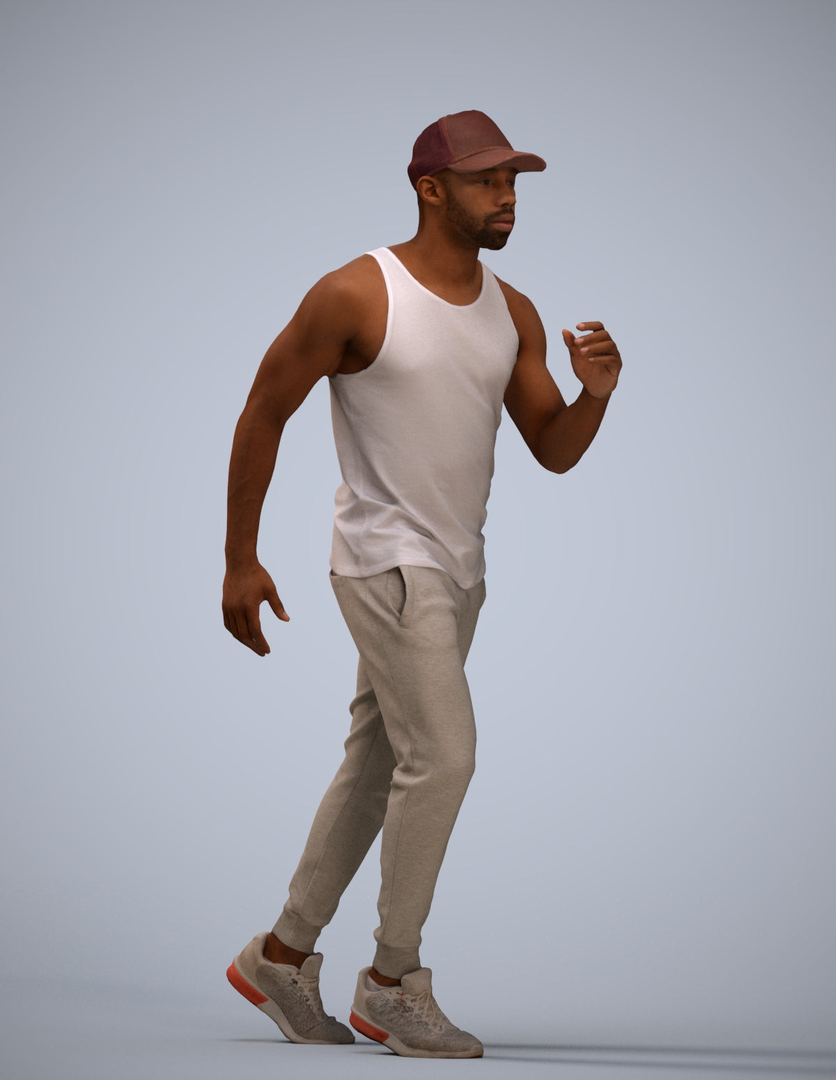 photogrammetry 3D man casual walking, realistic human model archviz FBX