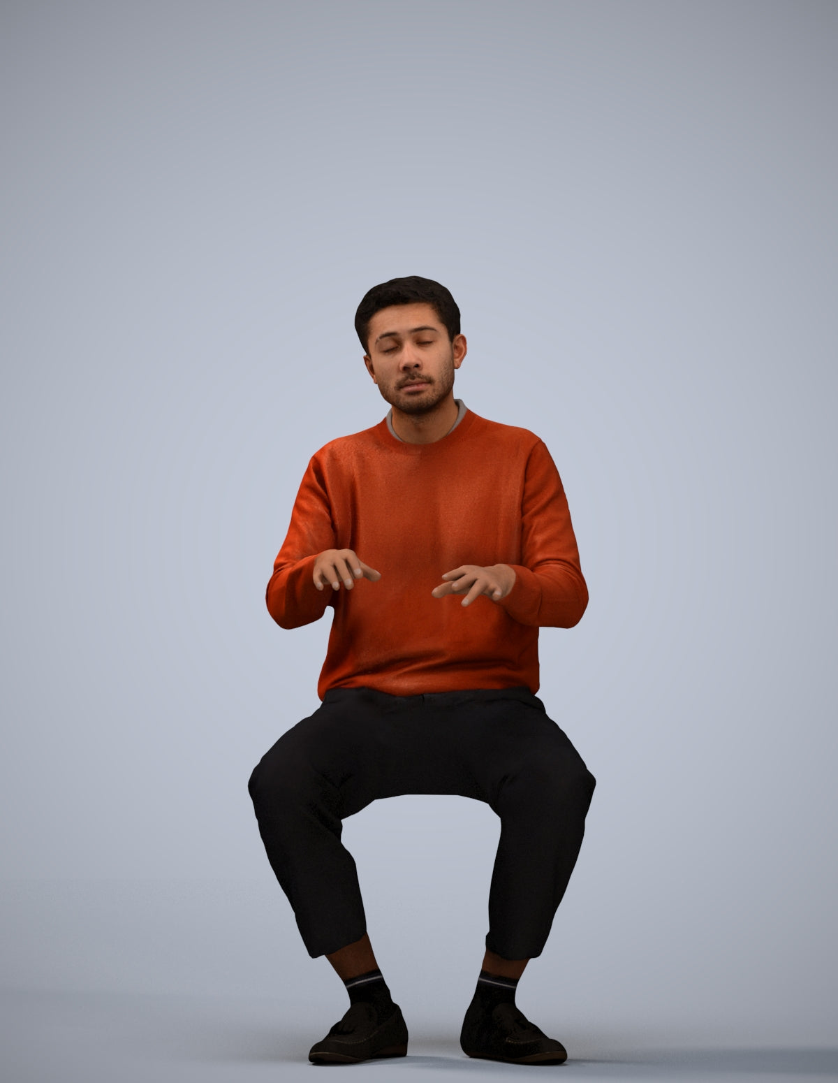 realistic 3D people man casual sitting, render-ready for V-Ray and Corona, FBX OBJ