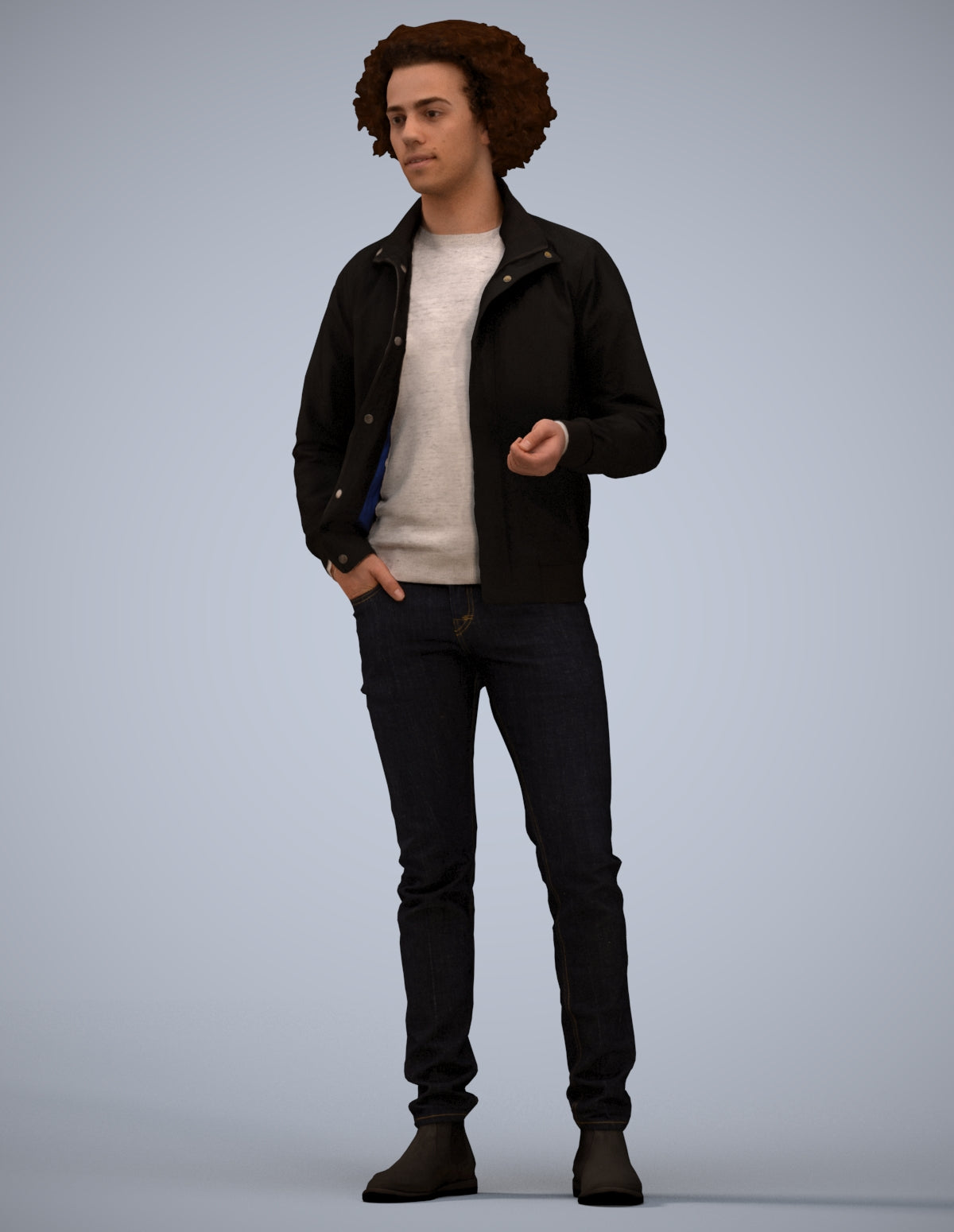 realistic 3D people man casual standing, render-ready for V-Ray and Corona, FBX OBJ