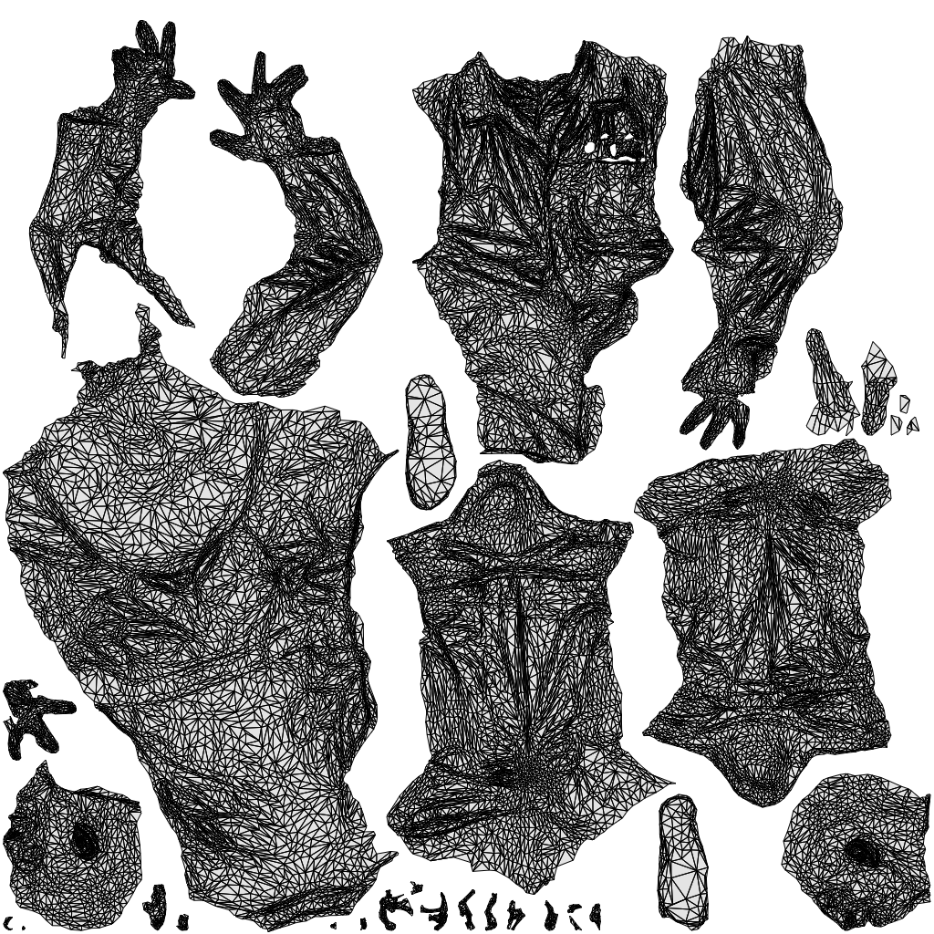 realistic 3D senior man medical, scanned archviz people for Blender and 3ds Max, wireframe top-down view