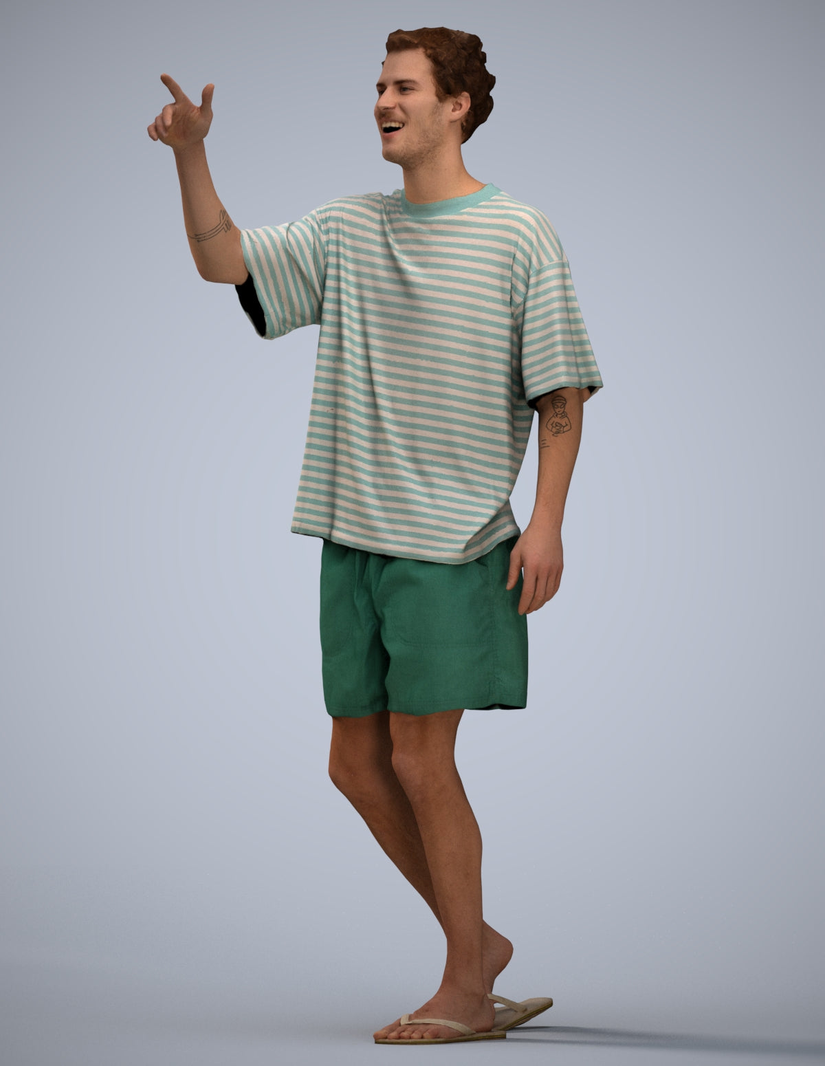 scanned 3D man casual walking, photogrammetry people for Enscape and V-Ray