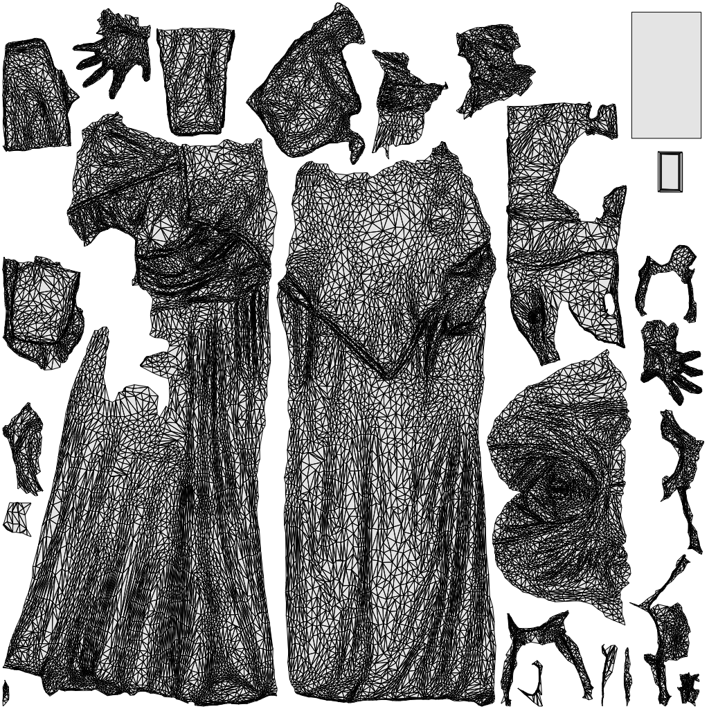 3D human model woman standing, photogrammetry scanned person for archviz, wireframe top-down view