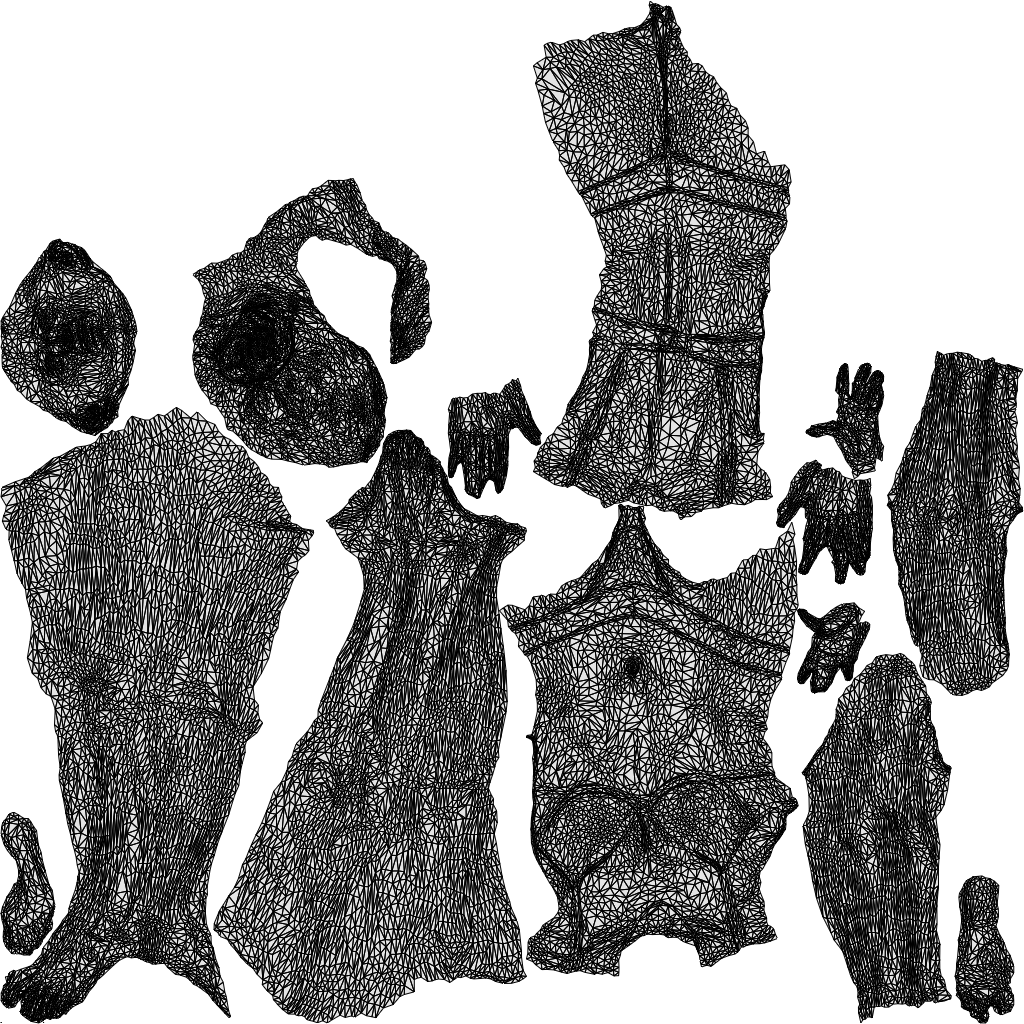 3D scanned woman mix, photorealistic archviz people for Enscape and SketchUp, wireframe top-down view