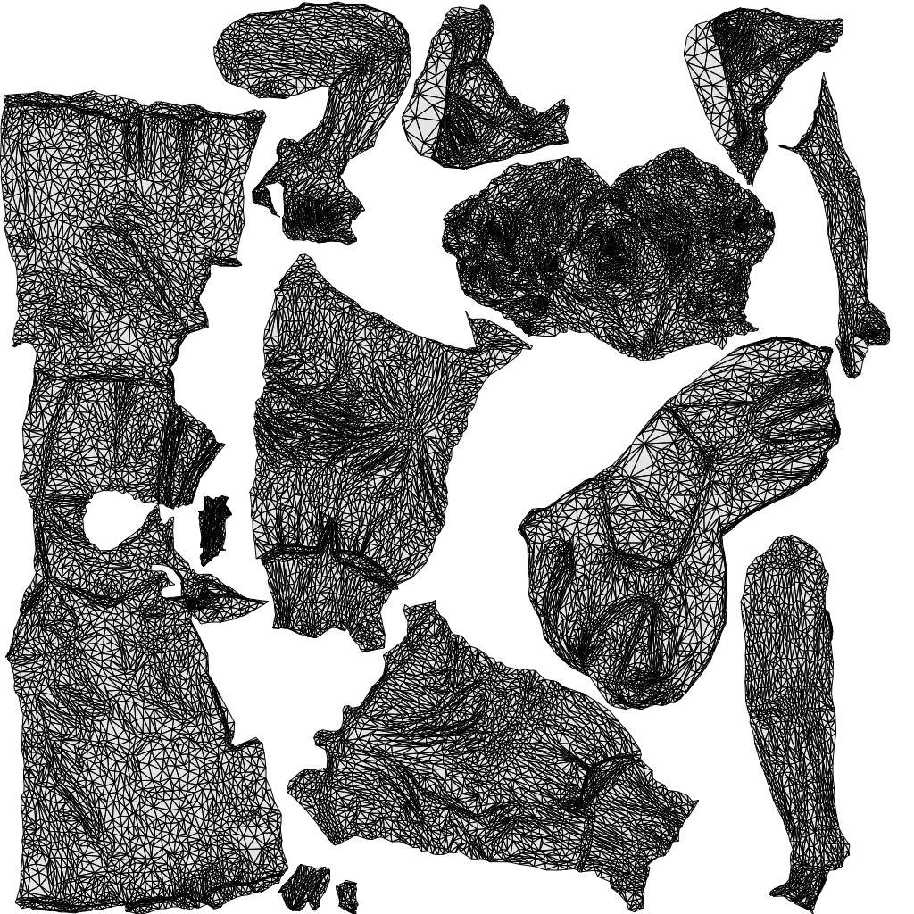 3D scanned senior woman standing casual, photorealistic archviz people for Enscape and SketchUp, wireframe top-down view