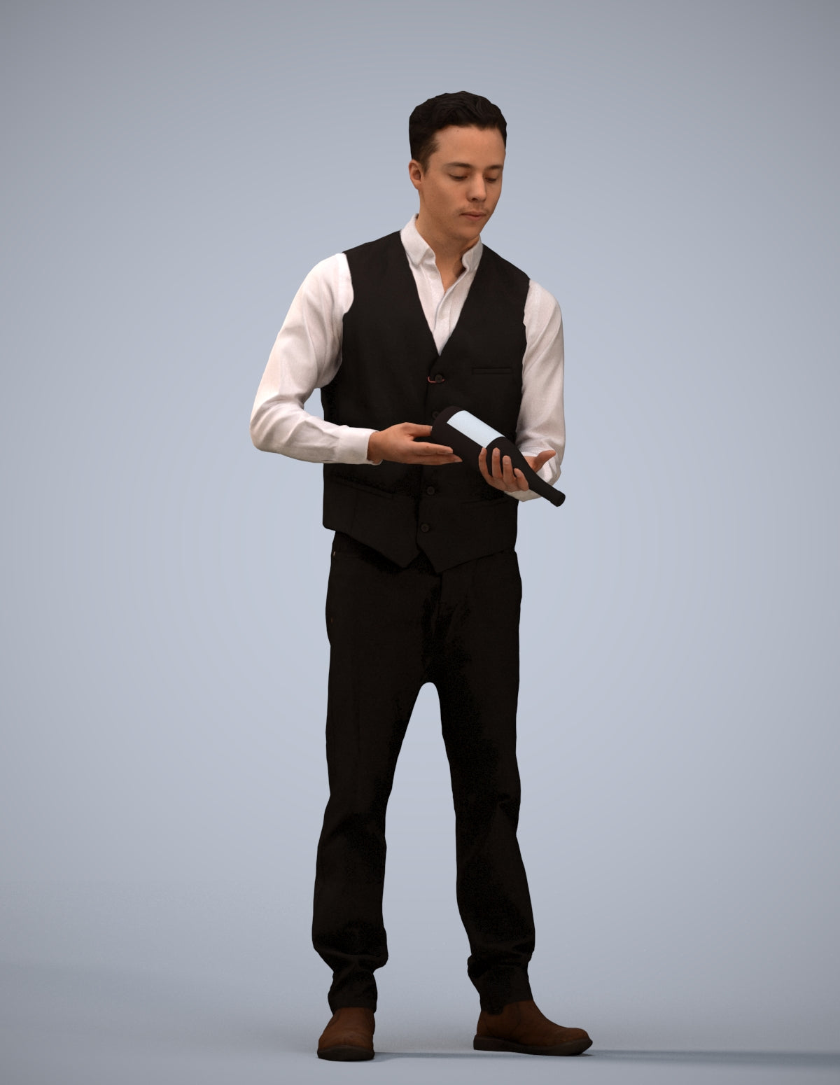 3D human model man hospitality, photogrammetry scanned person for archviz