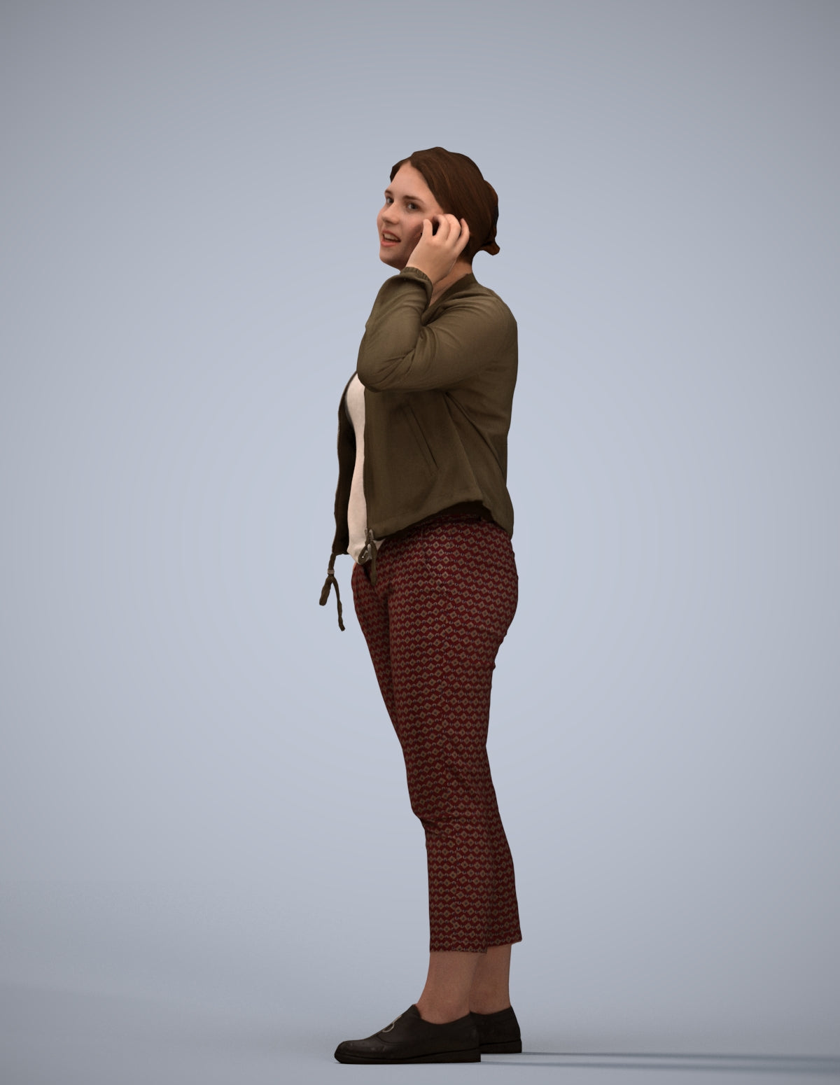 scanned 3D woman casual standing, photogrammetry people for Enscape and V-Ray