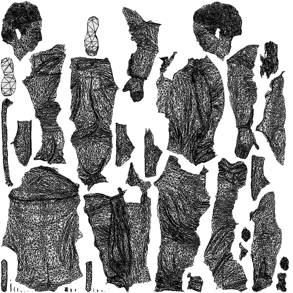 3D human model man casual standing, photogrammetry scanned person for archviz, wireframe top-down view