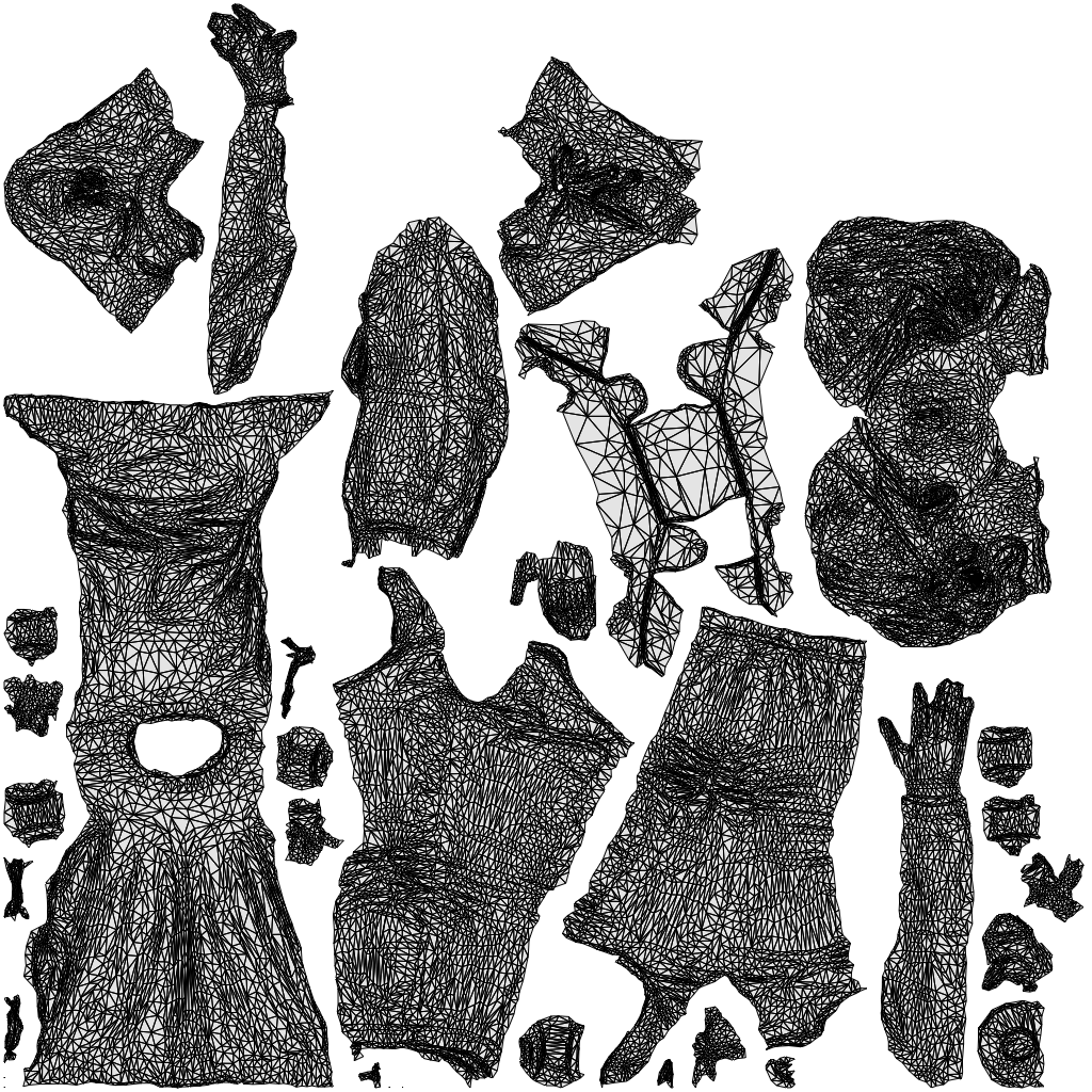 scanned 3D girl casual kids, photogrammetry people for Enscape and V-Ray, wireframe top-down view